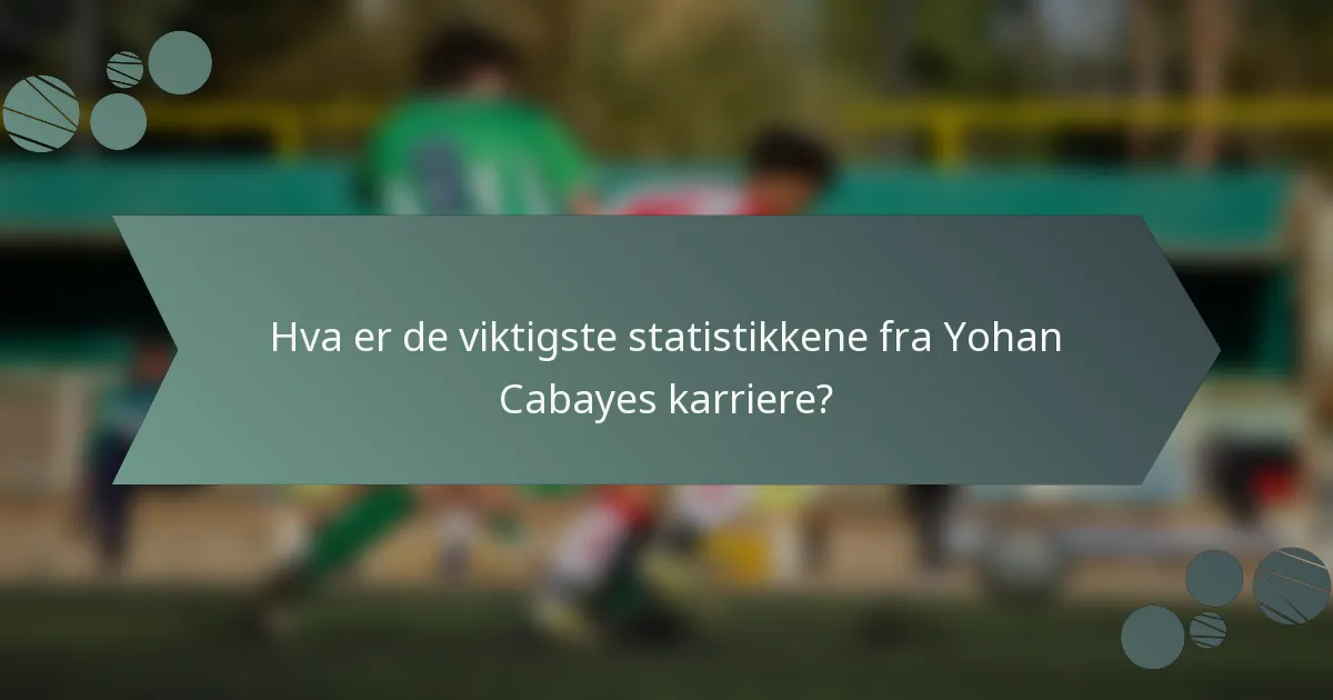 Hva er de viktigste statistikkene fra Yohan Cabayes karriere?
