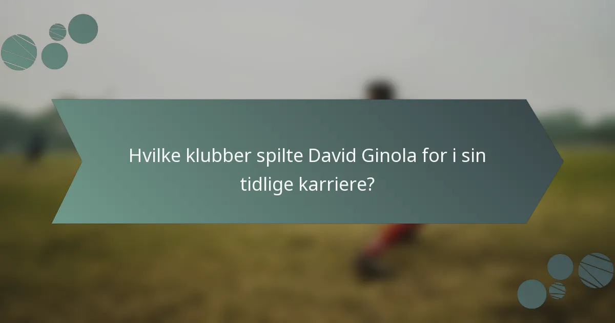 Hvilke klubber spilte David Ginola for i sin tidlige karriere?