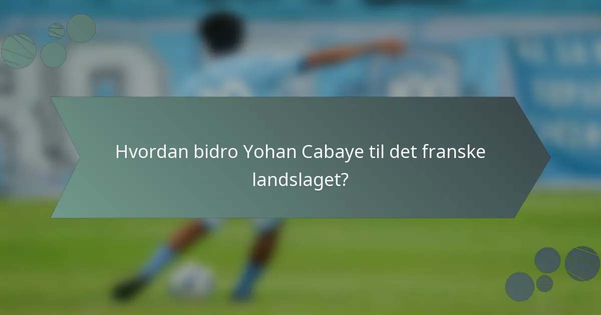 Hvordan bidro Yohan Cabaye til det franske landslaget?