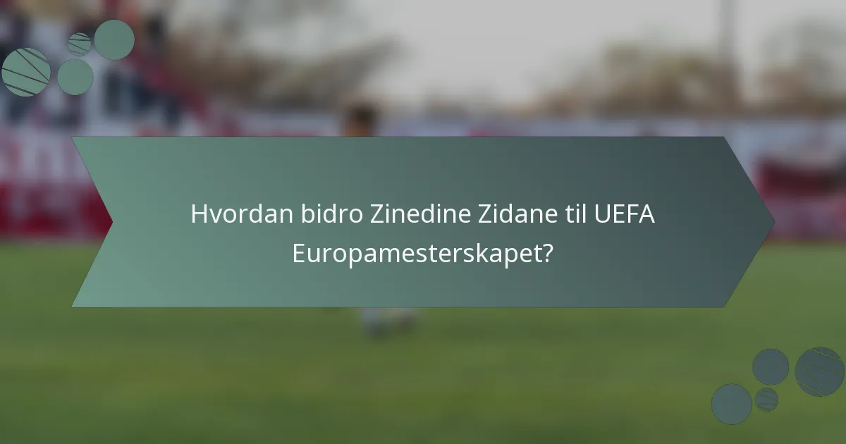 Hvordan bidro Zinedine Zidane til UEFA Europamesterskapet?