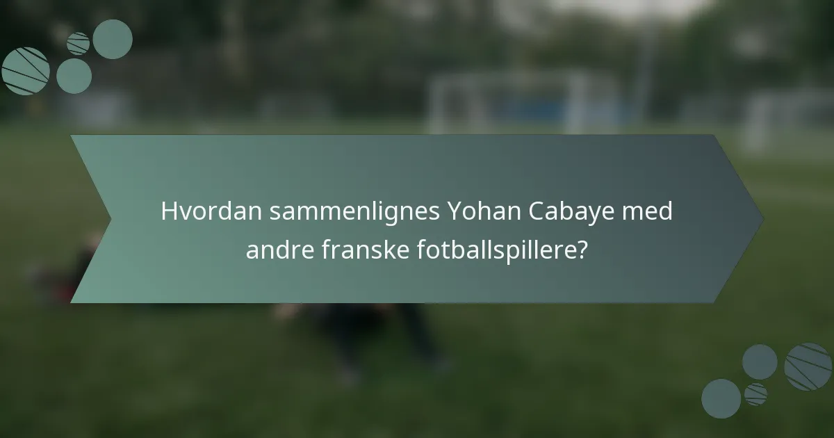 Hvordan sammenlignes Yohan Cabaye med andre franske fotballspillere?