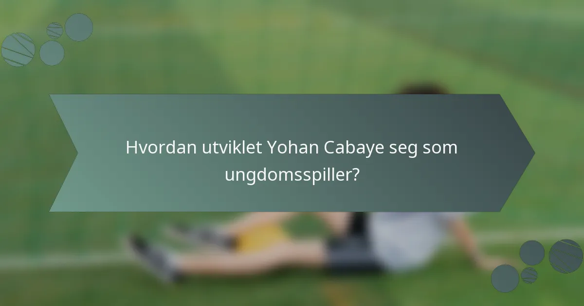 Hvordan utviklet Yohan Cabaye seg som ungdomsspiller?